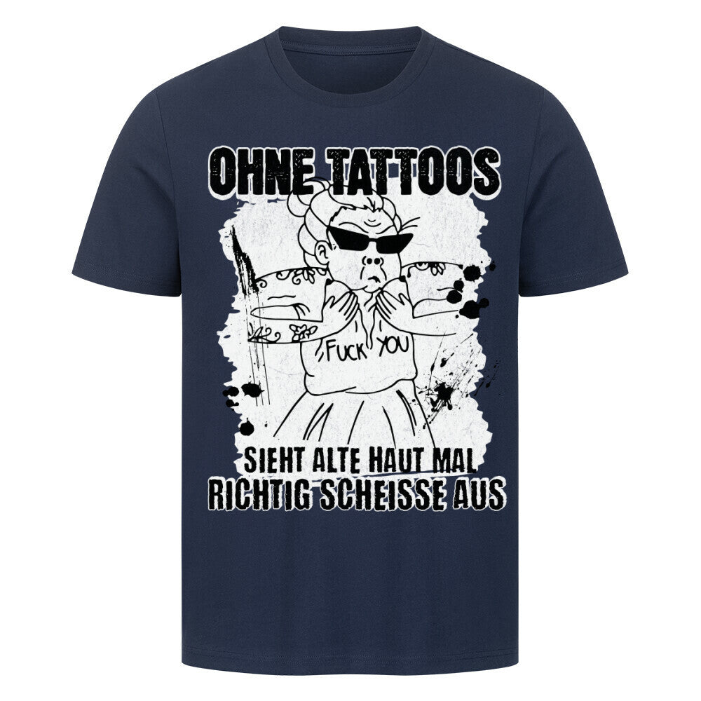 Alte Haut - Premium Shirt T-Shirt S Navy Blue Tattoo Fashion von inked-mafia.de. Dieses Teil gehört in jeden Kleiderschrank eines inked-rebels! Finde ideale Geschenke für Tätowierte, Tattoofans oder Tätowierer.