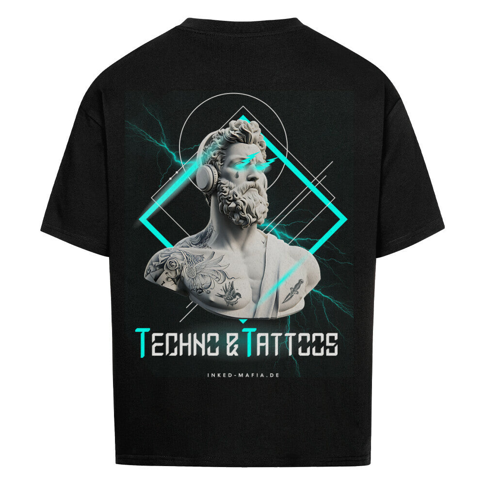 Techno&Tattoos - Heavy Oversized Backprint Shirt T-Shirt XS Schwarz Tattoo Fashion von inked-mafia.de. Dieses Teil gehört in jeden Kleiderschrank eines inked-rebels! Finde ideale Geschenke für Tätowierte, Tattoofans oder Tätowierer.