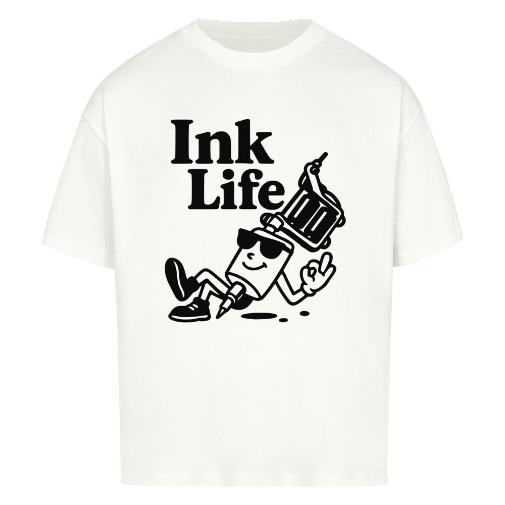 Ink Life - Heavy Oversized Shirt T-Shirt XS Weiß Tattoo Fashion von inked-mafia.de. Dieses Teil gehört in jeden Kleiderschrank eines inked-rebels! Finde ideale Geschenke für Tätowierte, Tattoofans oder Tätowierer.