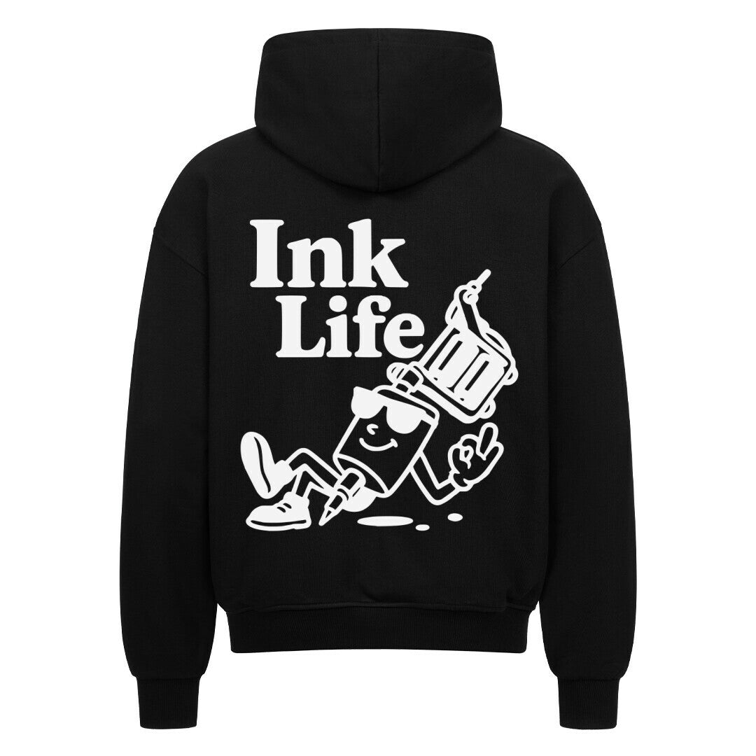 Ink Life - Heavy Oversized Backprint Zipper Hoodie S Schwarz Tattoo Fashion von inked-mafia.de. Dieses Teil gehört in jeden Kleiderschrank eines inked-rebels! Finde ideale Geschenke für Tätowierte, Tattoofans oder Tätowierer.
