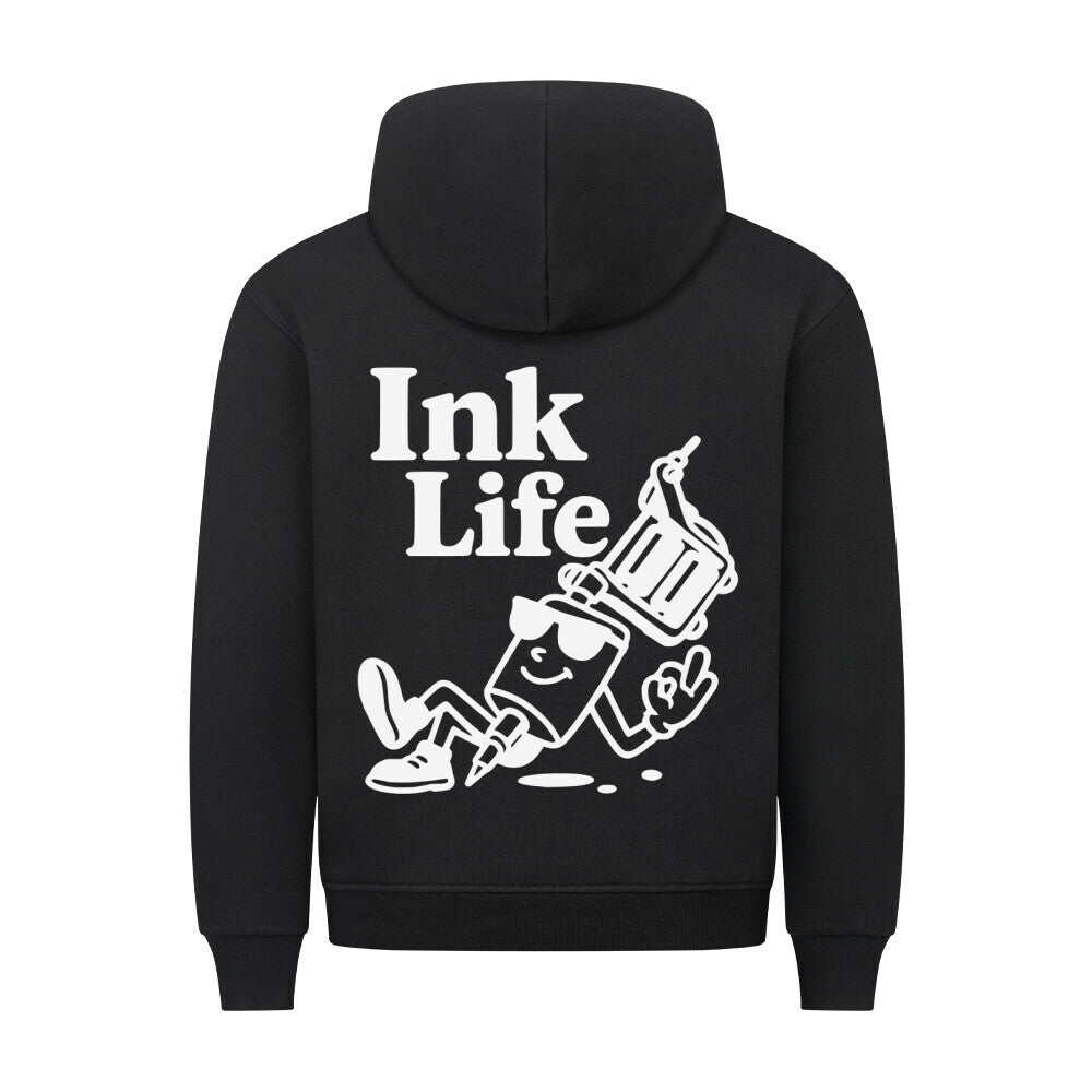 Ink Life - Backprint Hoodie Hoodie S Schwarz Tattoo Fashion von inked-mafia.de. Dieses Teil gehört in jeden Kleiderschrank eines inked-rebels! Finde ideale Geschenke für Tätowierte, Tattoofans oder Tätowierer.