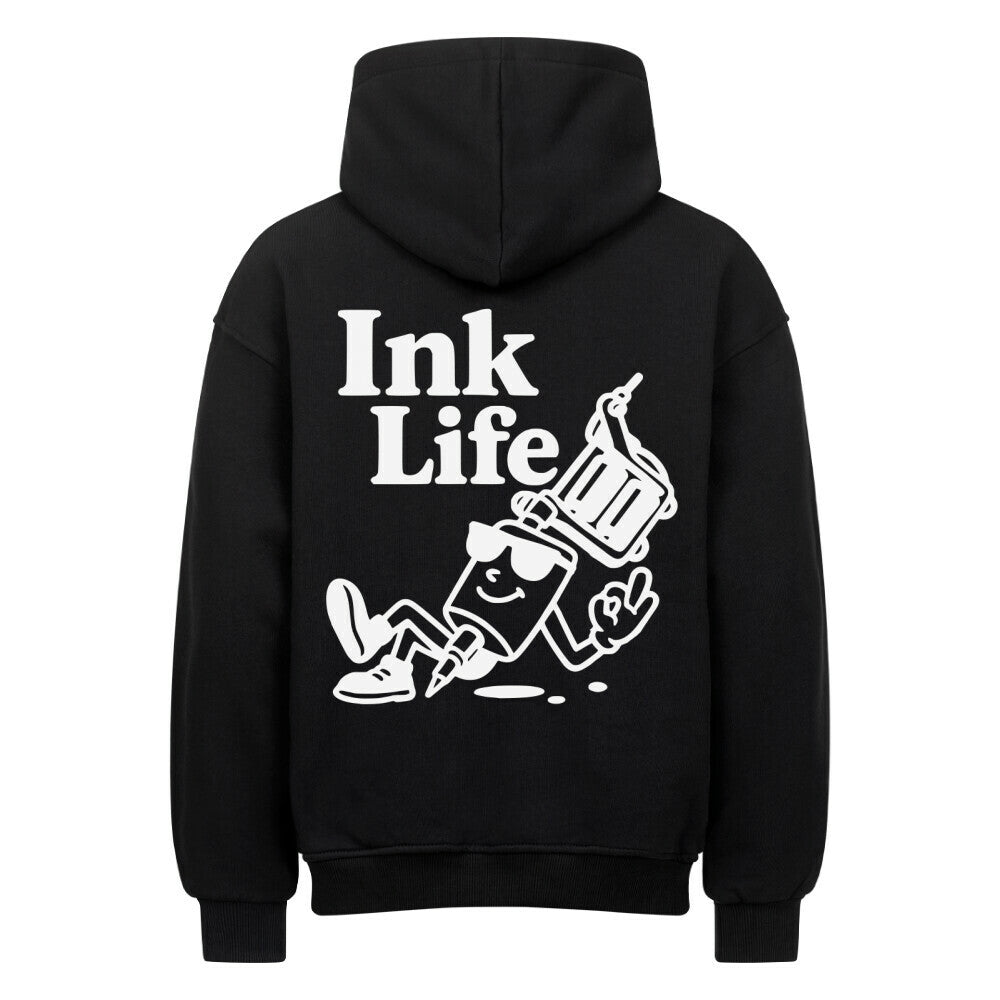 Ink Life - Heavy Oversized Backprint Hoodie Hoodie XS Schwarz Tattoo Fashion von inked-mafia.de. Dieses Teil gehört in jeden Kleiderschrank eines inked-rebels! Finde ideale Geschenke für Tätowierte, Tattoofans oder Tätowierer.