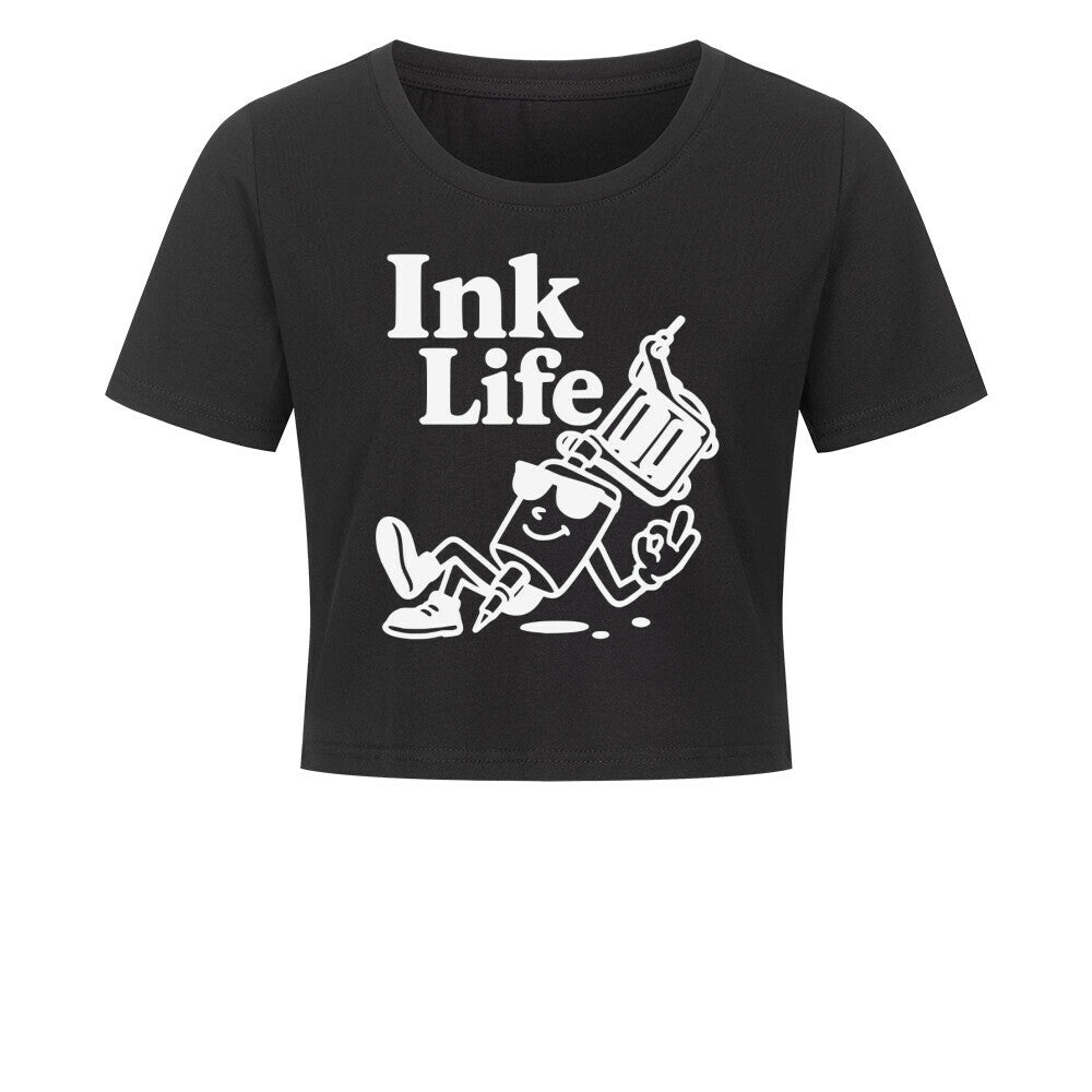 Ink Life - Damen Crop Top T-Shirt XS Schwarz Tattoo Fashion von inked-mafia.de. Dieses Teil gehört in jeden Kleiderschrank eines inked-rebels! Finde ideale Geschenke für Tätowierte, Tattoofans oder Tätowierer.