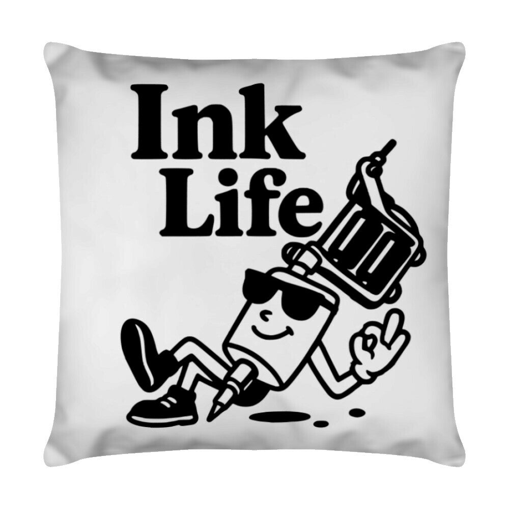 Ink Life - Kissen Pillow 40cm x 40cm Weiß Tattoo Fashion von inked-mafia.de. Dieses Teil gehört in jeden Kleiderschrank eines inked-rebels! Finde ideale Geschenke für Tätowierte, Tattoofans oder Tätowierer.