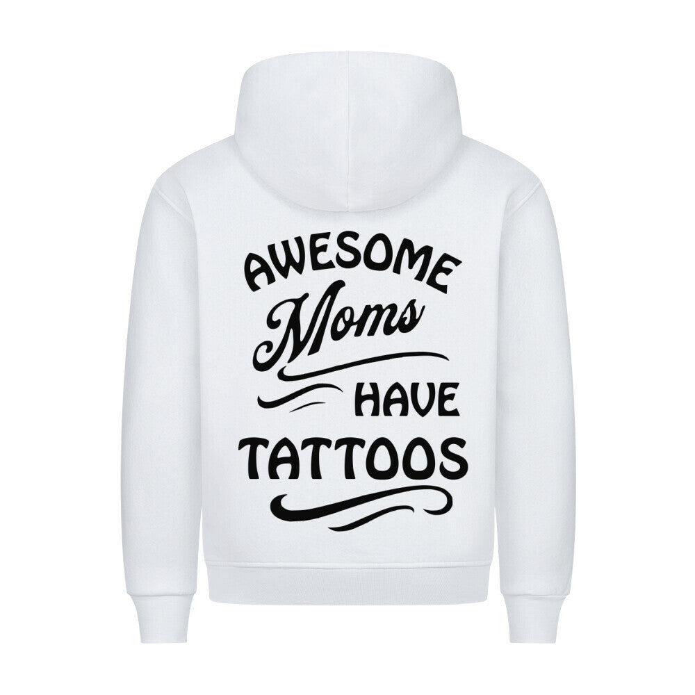 Awesome Moms - Backprint Hoodie Hoodie S Weiß Tattoo Fashion von inked-mafia.de. Dieses Teil gehört in jeden Kleiderschrank eines inked-rebels! Finde ideale Geschenke für Tätowierte, Tattoofans oder Tätowierer.
