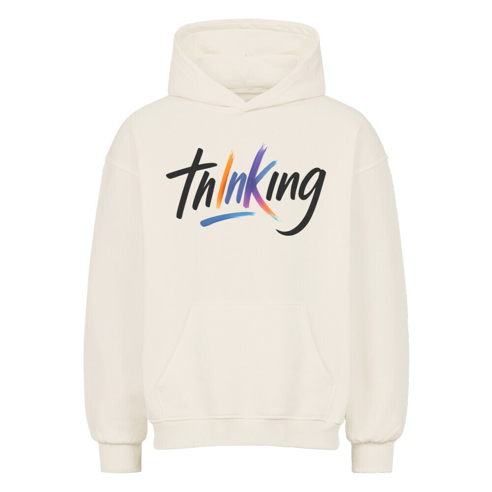 Thinking - Heavy Oversized Hoodie Hoodie XS Beige Tattoo Fashion von inked-mafia.de. Dieses Teil gehört in jeden Kleiderschrank eines inked-rebels! Finde ideale Geschenke für Tätowierte, Tattoofans oder Tätowierer.