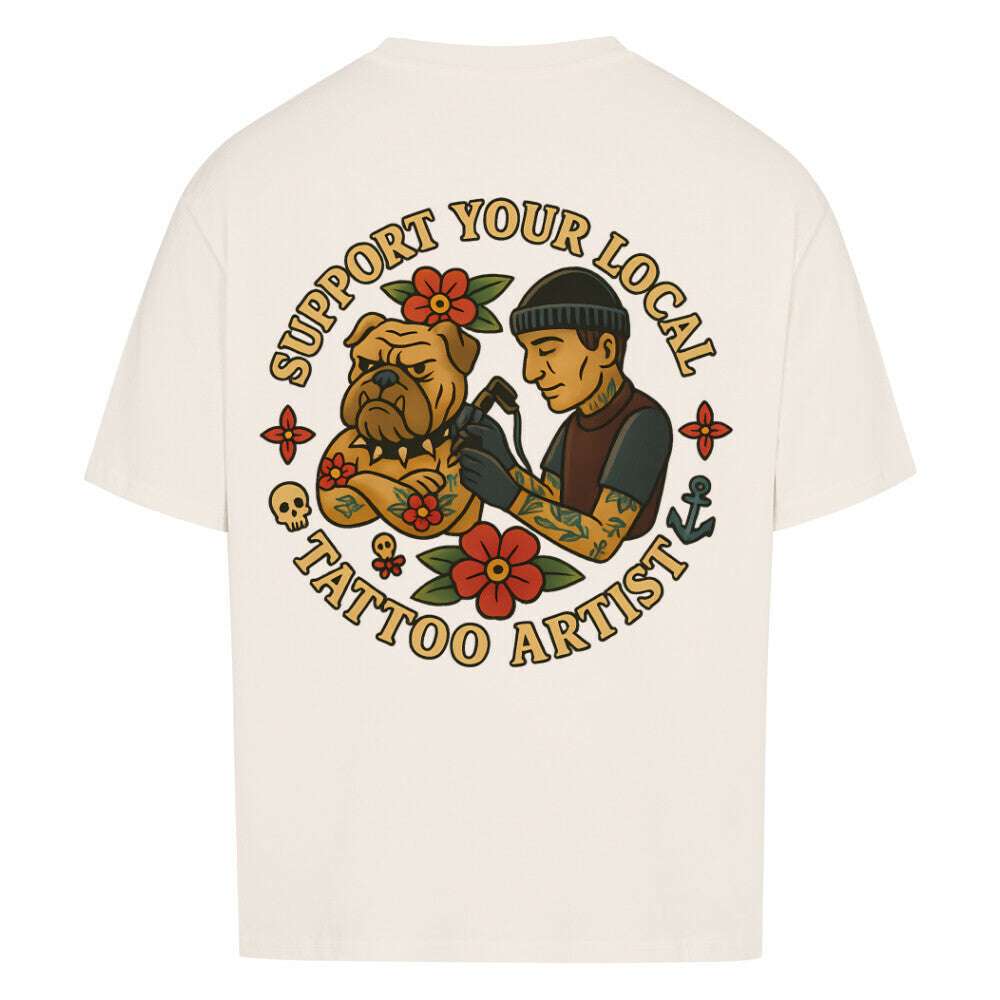 Support - Heavy Oversized Backprint Shirt T-Shirt XS Beige Tattoo Fashion von inked-mafia.de. Dieses Teil gehört in jeden Kleiderschrank eines inked-rebels! Finde ideale Geschenke für Tätowierte, Tattoofans oder Tätowierer.