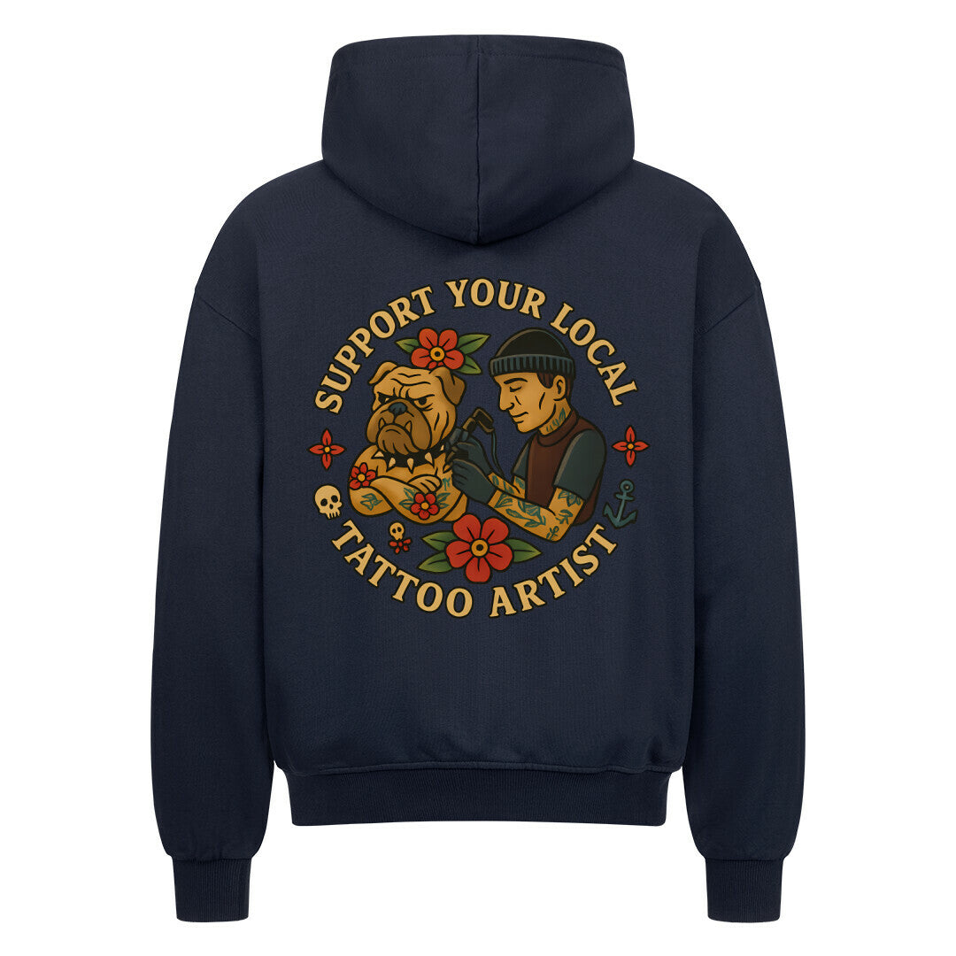 Support - Heavy Oversized Backprint Zipper Hoodie S Navy Blue Tattoo Fashion von inked-mafia.de. Dieses Teil gehört in jeden Kleiderschrank eines inked-rebels! Finde ideale Geschenke für Tätowierte, Tattoofans oder Tätowierer.
