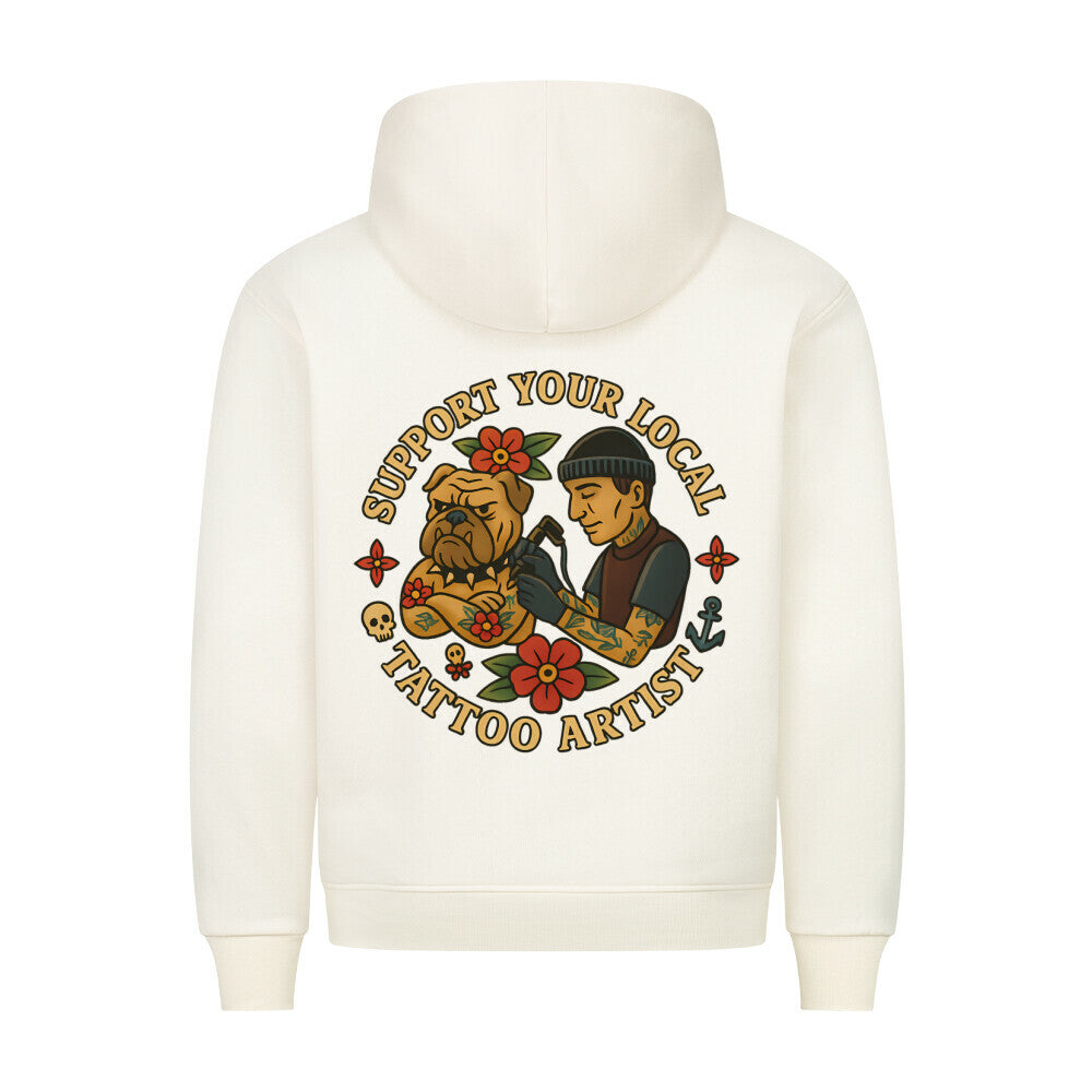 Support - Backprint Hoodie Hoodie S Beige Tattoo Fashion von inked-mafia.de. Dieses Teil gehört in jeden Kleiderschrank eines inked-rebels! Finde ideale Geschenke für Tätowierte, Tattoofans oder Tätowierer.