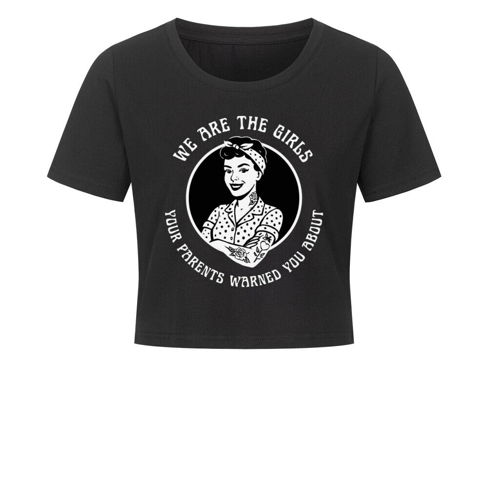 Girls - Damen Crop Top T-Shirt XS Schwarz Tattoo Fashion von inked-mafia.de. Dieses Teil gehört in jeden Kleiderschrank eines inked-rebels! Finde ideale Geschenke für Tätowierte, Tattoofans oder Tätowierer.