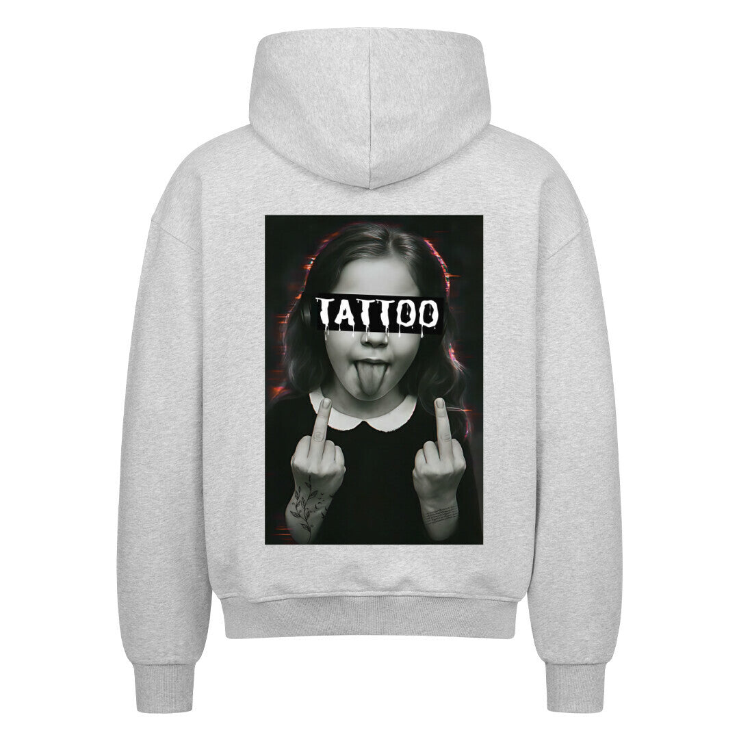 Tattoo - Heavy Oversized Backprint Zipper Hoodie S Grau Tattoo Fashion von inked-mafia.de. Dieses Teil gehört in jeden Kleiderschrank eines inked-rebels! Finde ideale Geschenke für Tätowierte, Tattoofans oder Tätowierer.