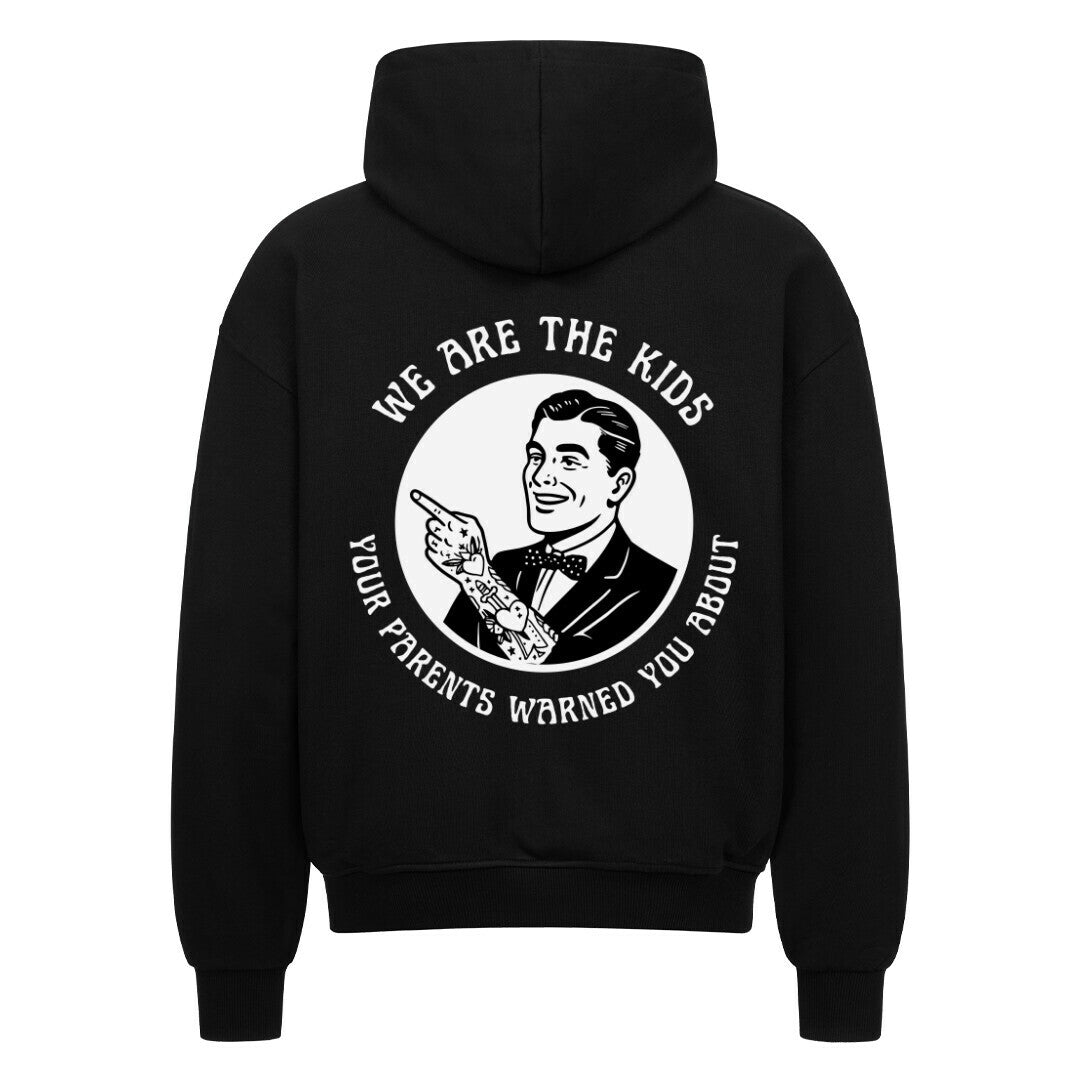 Kids - Heavy Oversized Backprint Zipper Hoodie S Schwarz Tattoo Fashion von inked-mafia.de. Dieses Teil gehört in jeden Kleiderschrank eines inked-rebels! Finde ideale Geschenke für Tätowierte, Tattoofans oder Tätowierer.