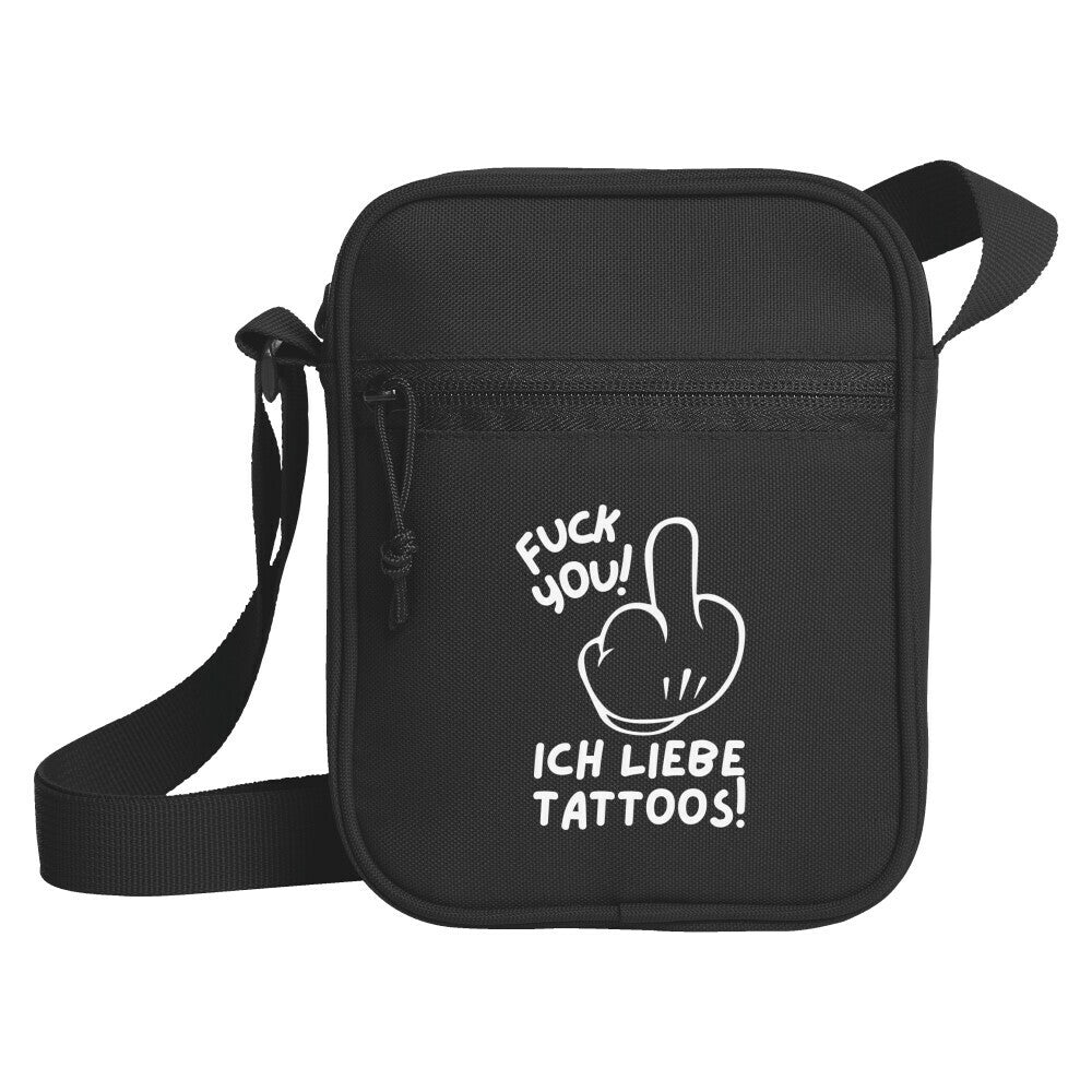 Fuck you - Umhängetasche SportTShirt Schwarz Tattoo Fashion von inked-mafia.de. Dieses Teil gehört in jeden Kleiderschrank eines inked-rebels! Finde ideale Geschenke für Tätowierte, Tattoofans oder Tätowierer.