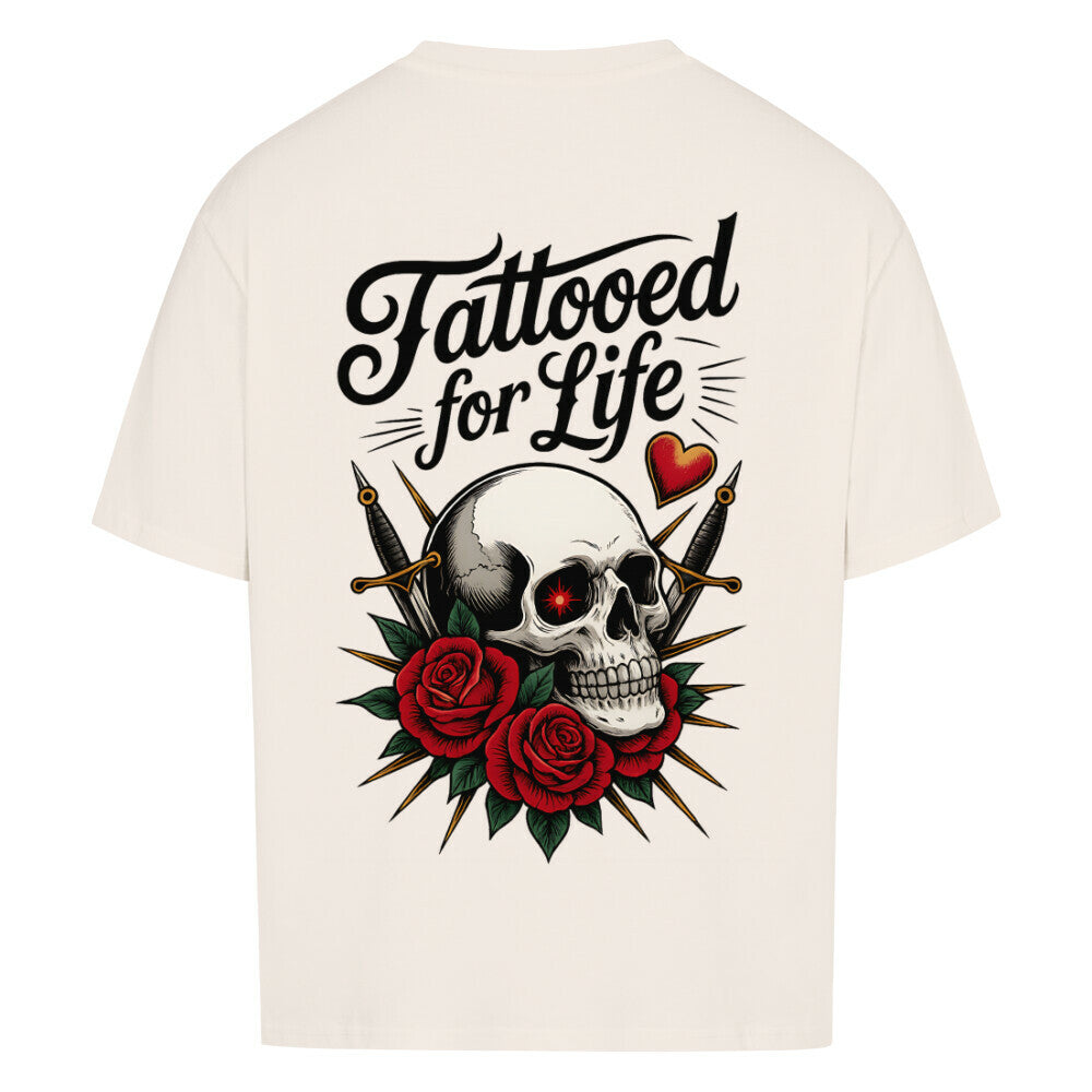 Life - Heavy Oversized Backprint Shirt T-Shirt XS Beige Tattoo Fashion von inked-mafia.de. Dieses Teil gehört in jeden Kleiderschrank eines inked-rebels! Finde ideale Geschenke für Tätowierte, Tattoofans oder Tätowierer.