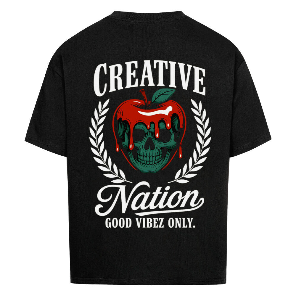 Creative Nation - Heavy Oversized Backprint Shirt T-Shirt XS Schwarz Tattoo Fashion von inked-mafia.de. Dieses Teil gehört in jeden Kleiderschrank eines inked-rebels! Finde ideale Geschenke für Tätowierte, Tattoofans oder Tätowierer.
