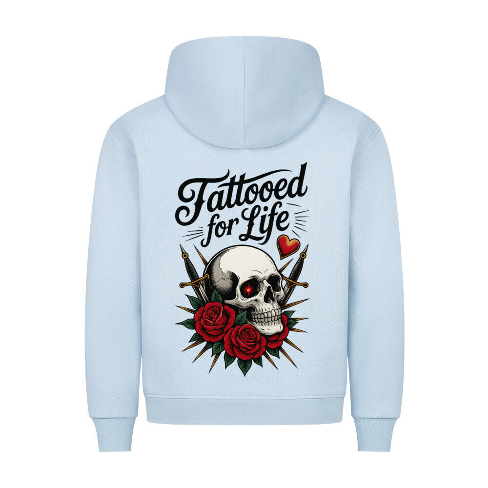 Life - Backprint Hoodie Hoodie S Hellblau Tattoo Fashion von inked-mafia.de. Dieses Teil gehört in jeden Kleiderschrank eines inked-rebels! Finde ideale Geschenke für Tätowierte, Tattoofans oder Tätowierer.