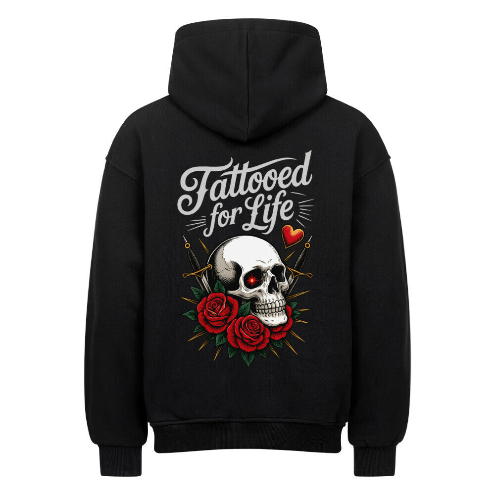 Life - Heavy Oversized Backprint Hoodie Hoodie XS Schwarz Tattoo Fashion von inked-mafia.de. Dieses Teil gehört in jeden Kleiderschrank eines inked-rebels! Finde ideale Geschenke für Tätowierte, Tattoofans oder Tätowierer.