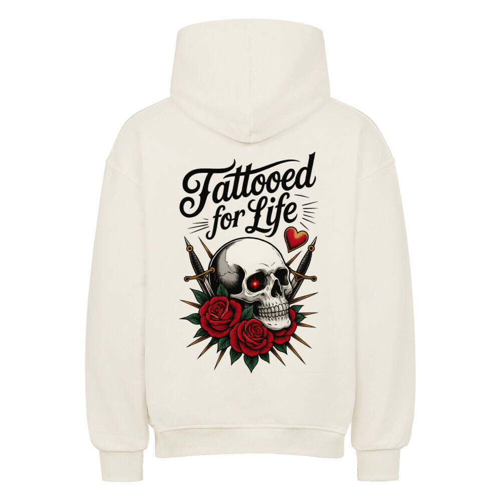Life - Heavy Oversized Backprint Hoodie Hoodie XS Beige Tattoo Fashion von inked-mafia.de. Dieses Teil gehört in jeden Kleiderschrank eines inked-rebels! Finde ideale Geschenke für Tätowierte, Tattoofans oder Tätowierer.