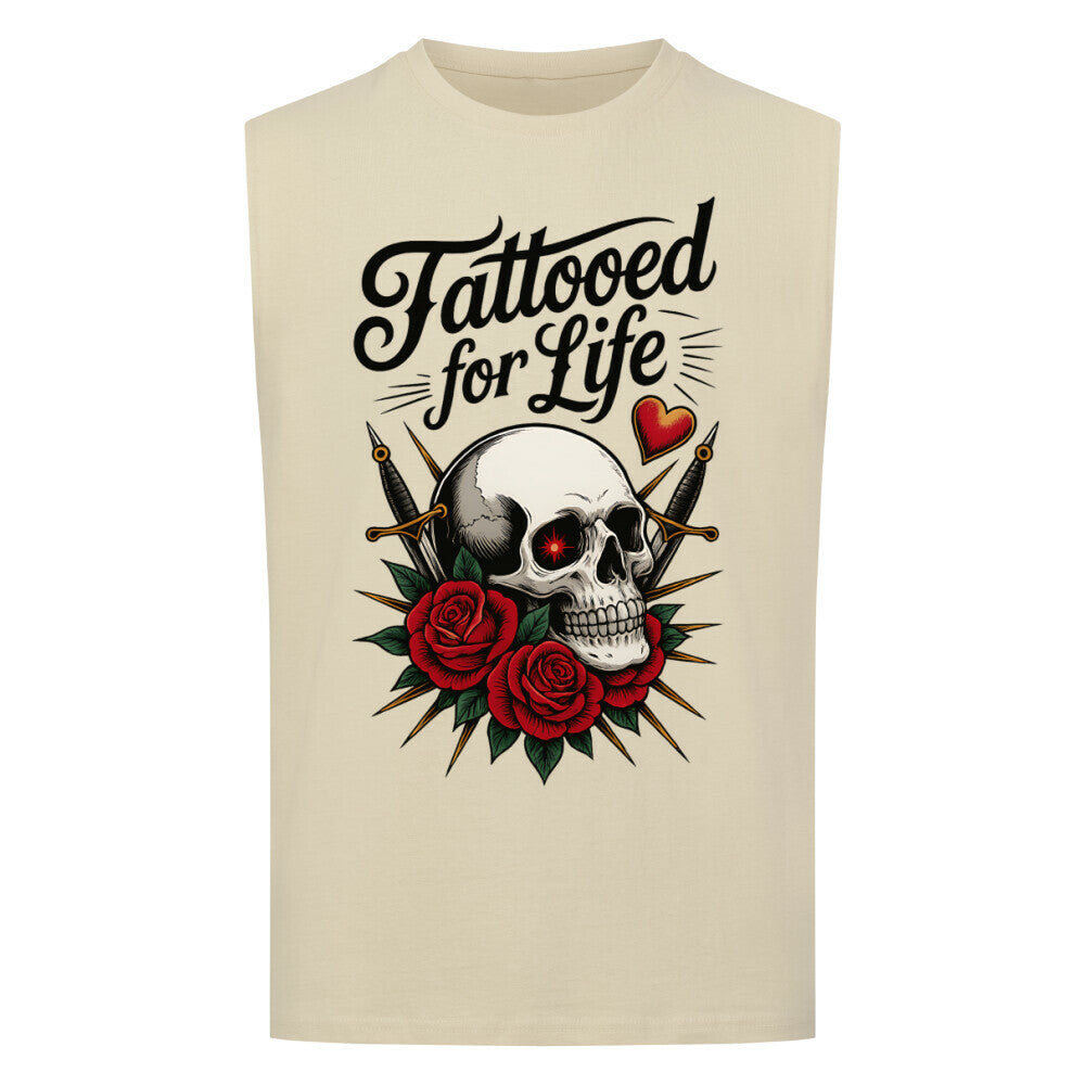 Life - Sleeveless Oversized Shirt T-Shirt S Beige Tattoo Fashion von inked-mafia.de. Dieses Teil gehört in jeden Kleiderschrank eines inked-rebels! Finde ideale Geschenke für Tätowierte, Tattoofans oder Tätowierer.