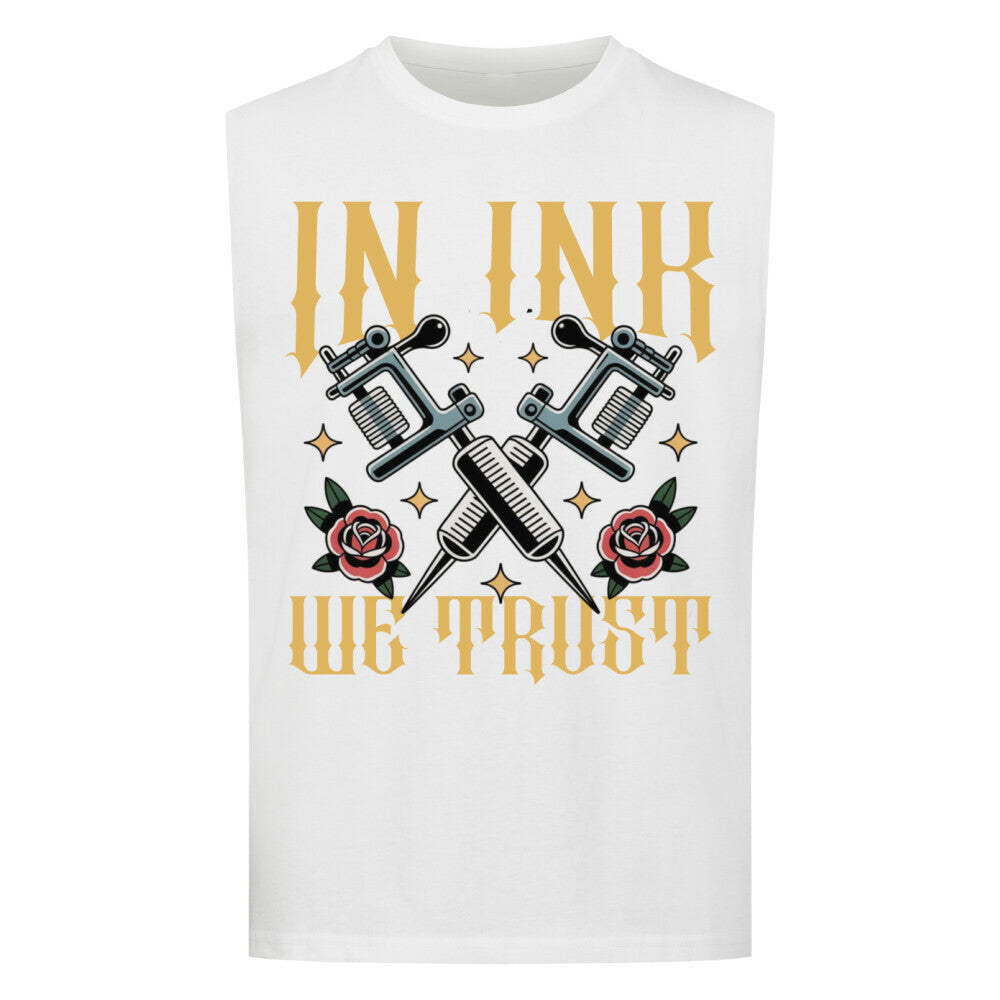 In ink we trust - Sleeveless Oversized Shirt T-Shirt S Weiß Tattoo Fashion von inked-mafia.de. Dieses Teil gehört in jeden Kleiderschrank eines inked-rebels! Finde ideale Geschenke für Tätowierte, Tattoofans oder Tätowierer.