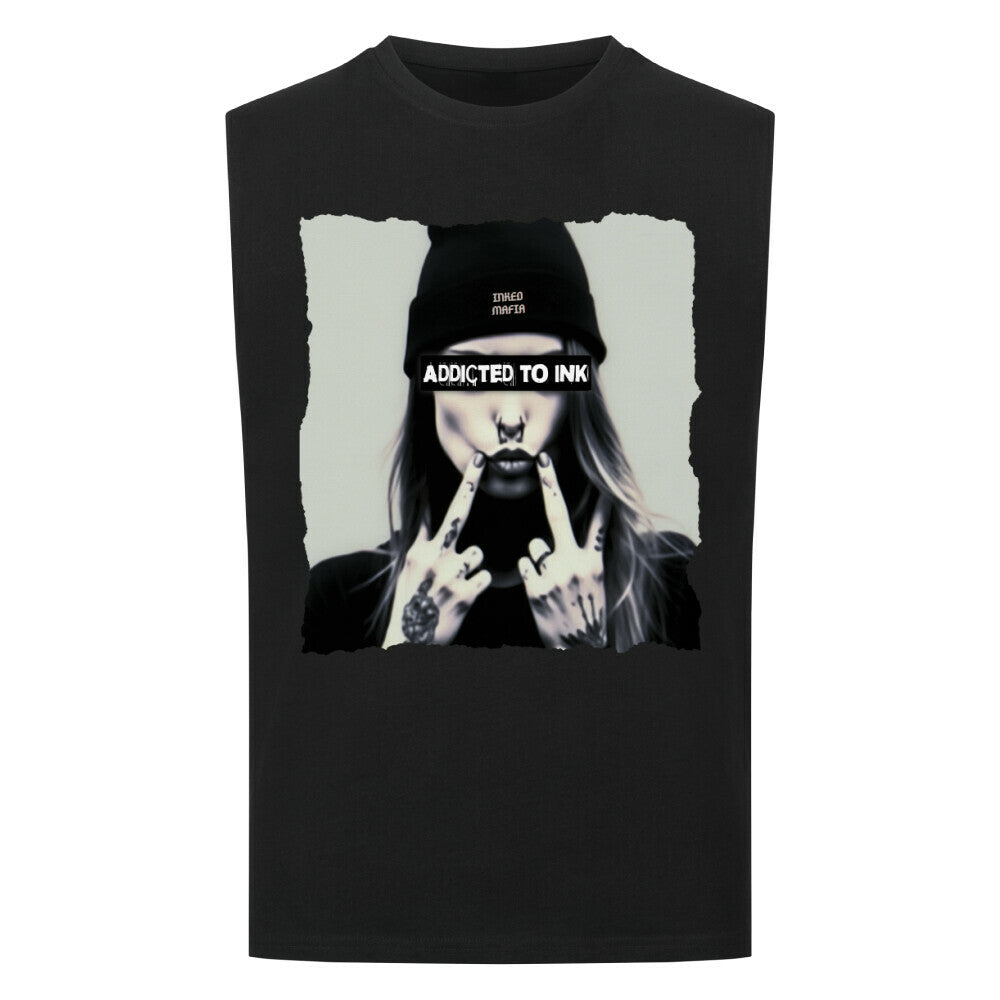 Addicted - Sleeveless Oversized Shirt T-Shirt S Schwarz Tattoo Fashion von inked-mafia.de. Dieses Teil gehört in jeden Kleiderschrank eines inked-rebels! Finde ideale Geschenke für Tätowierte, Tattoofans oder Tätowierer.