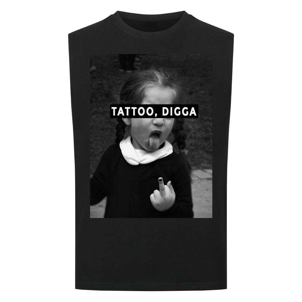 Tattoo Digga - Sleeveless Oversized Shirt T-Shirt S Schwarz Tattoo Fashion von inked-mafia.de. Dieses Teil gehört in jeden Kleiderschrank eines inked-rebels! Finde ideale Geschenke für Tätowierte, Tattoofans oder Tätowierer.