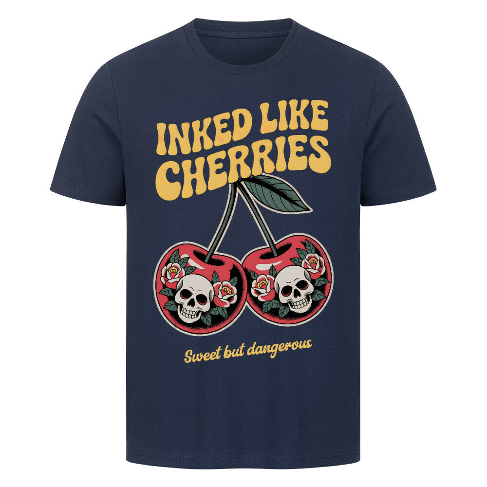 Cherries - Premium Shirt T-Shirt S Navy Blue Tattoo Fashion von inked-mafia.de. Dieses Teil gehört in jeden Kleiderschrank eines inked-rebels! Finde ideale Geschenke für Tätowierte, Tattoofans oder Tätowierer.