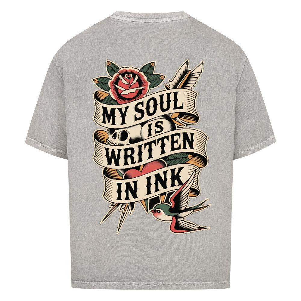 Soul - Heavy Oversized Backprint Shirt T-Shirt XS Washed Grey Tattoo Fashion von inked-mafia.de. Dieses Teil gehört in jeden Kleiderschrank eines inked-rebels! Finde ideale Geschenke für Tätowierte, Tattoofans oder Tätowierer.
