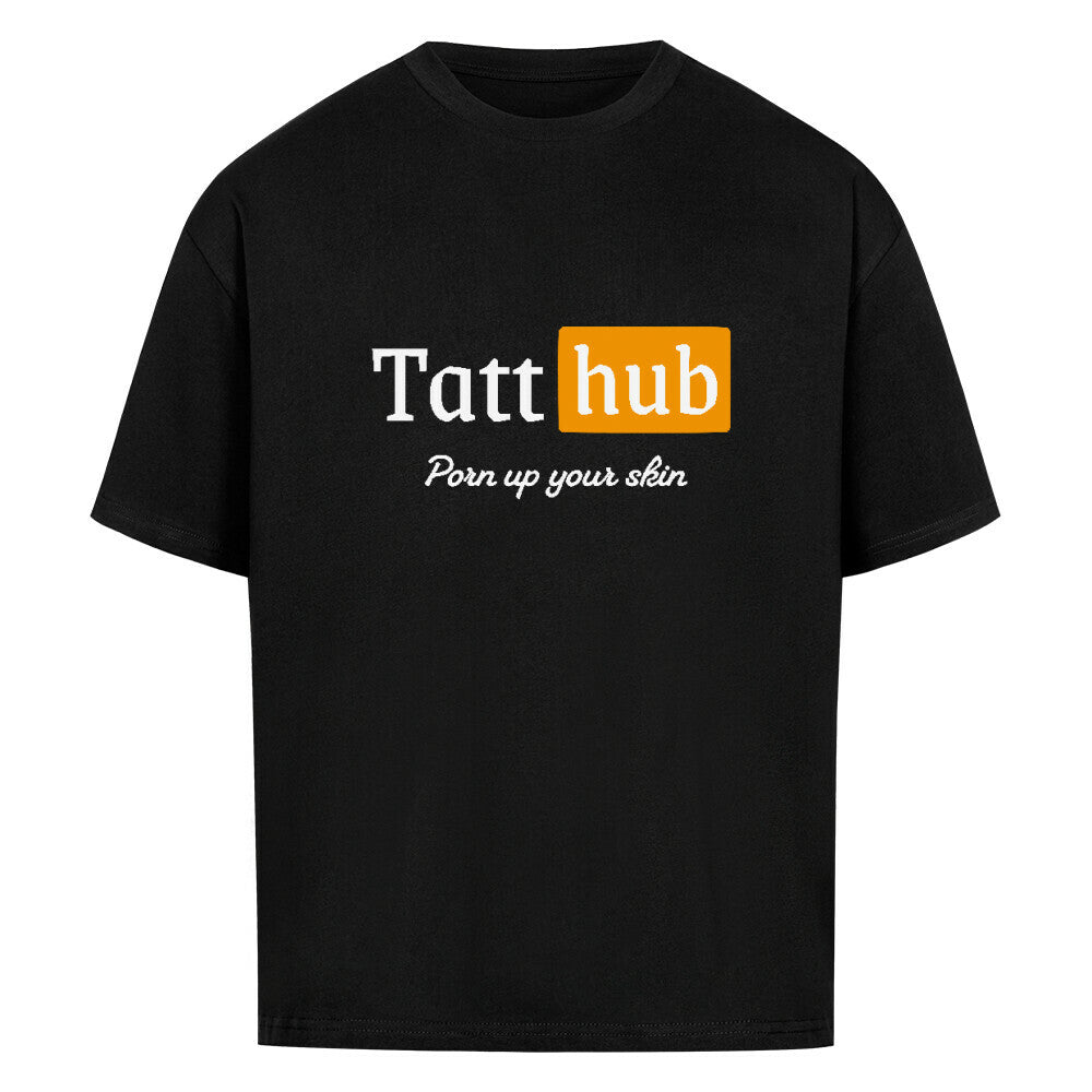 TattHub - Heavy Oversized Shirt T-Shirt XS Schwarz Tattoo Fashion von inked-mafia.de. Dieses Teil gehört in jeden Kleiderschrank eines inked-rebels! Finde ideale Geschenke für Tätowierte, Tattoofans oder Tätowierer.