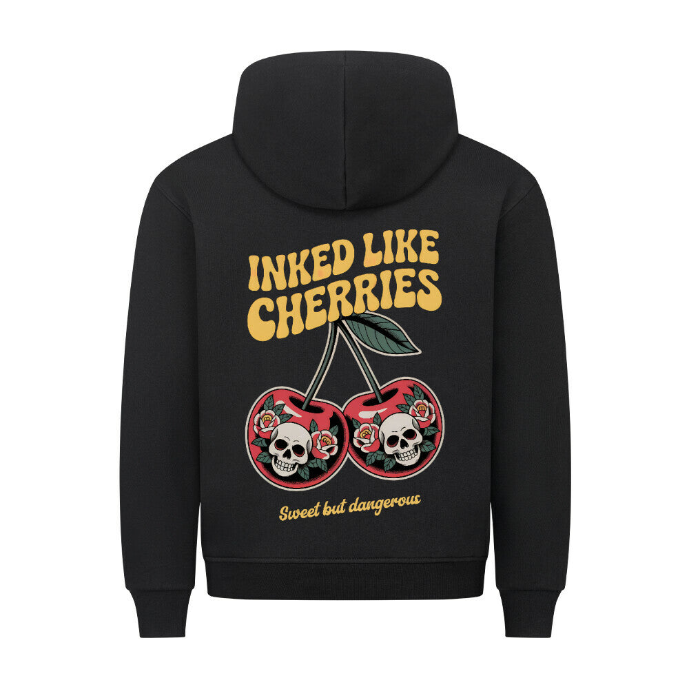 Cherries - Backprint Hoodie Hoodie S Schwarz Tattoo Fashion von inked-mafia.de. Dieses Teil gehört in jeden Kleiderschrank eines inked-rebels! Finde ideale Geschenke für Tätowierte, Tattoofans oder Tätowierer.