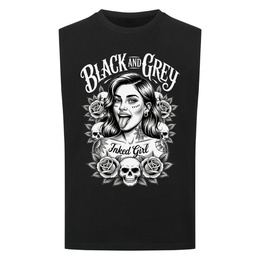 Black and Grey - Sleeveless Oversized Shirt T-Shirt S Schwarz Tattoo Fashion von inked-mafia.de. Dieses Teil gehört in jeden Kleiderschrank eines inked-rebels! Finde ideale Geschenke für Tätowierte, Tattoofans oder Tätowierer.