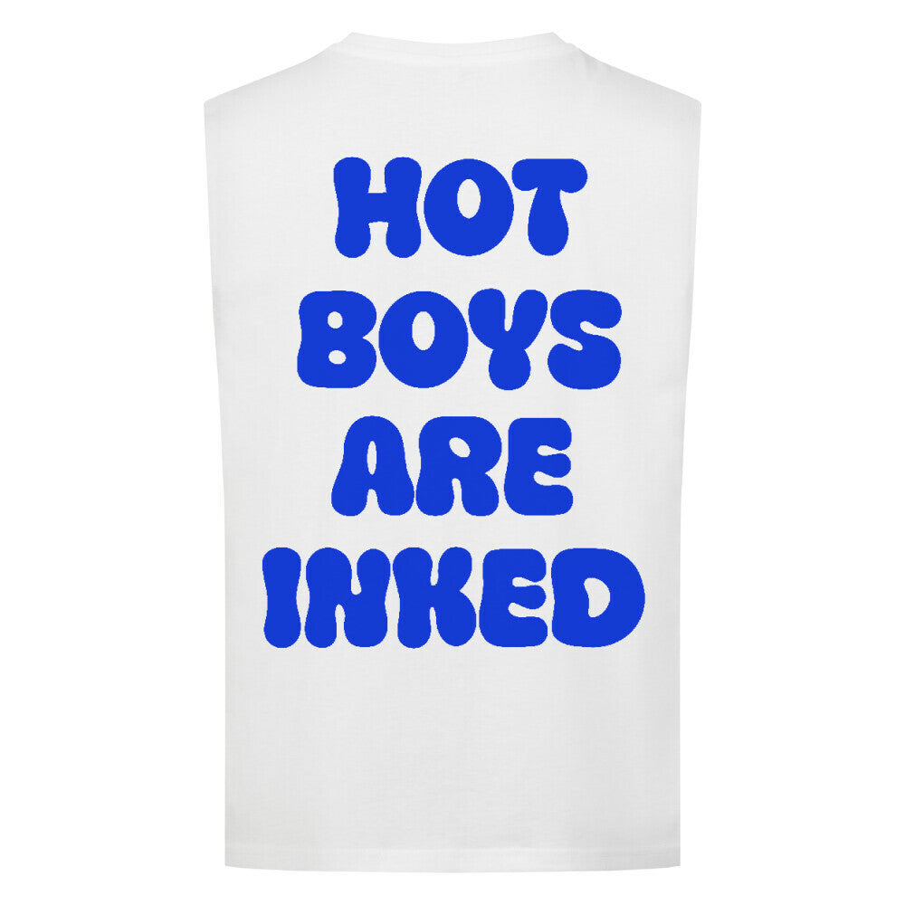 Hot Boys - Sleeveless Oversized Backprint Shirt T-Shirt S Weiß Tattoo Fashion von inked-mafia.de. Dieses Teil gehört in jeden Kleiderschrank eines inked-rebels! Finde ideale Geschenke für Tätowierte, Tattoofans oder Tätowierer.