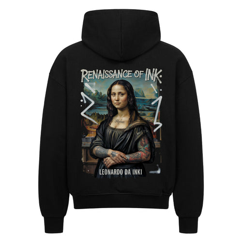Renaissance of Ink - Heavy Oversized Backprint Zipper Hoodie S Schwarz Tattoo Fashion von inked-mafia.de. Dieses Teil gehört in jeden Kleiderschrank eines inked-rebels! Finde ideale Geschenke für Tätowierte, Tattoofans oder Tätowierer.