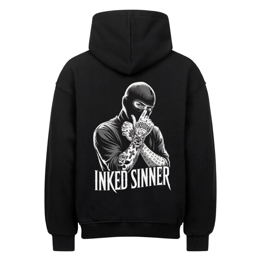 Inked Sinner - Heavy Oversized Backprint Hoodie Hoodie XS Schwarz Tattoo Fashion von inked-mafia.de. Dieses Teil gehört in jeden Kleiderschrank eines inked-rebels! Finde ideale Geschenke für Tätowierte, Tattoofans oder Tätowierer.