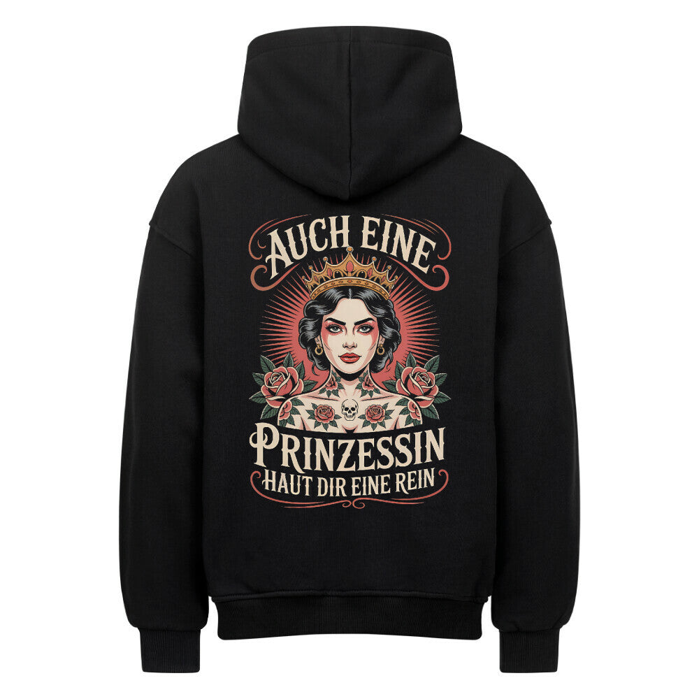 Prinzessin - Heavy Oversized Backprint Hoodie Hoodie XS Schwarz Tattoo Fashion von inked-mafia.de. Dieses Teil gehört in jeden Kleiderschrank eines inked-rebels! Finde ideale Geschenke für Tätowierte, Tattoofans oder Tätowierer.