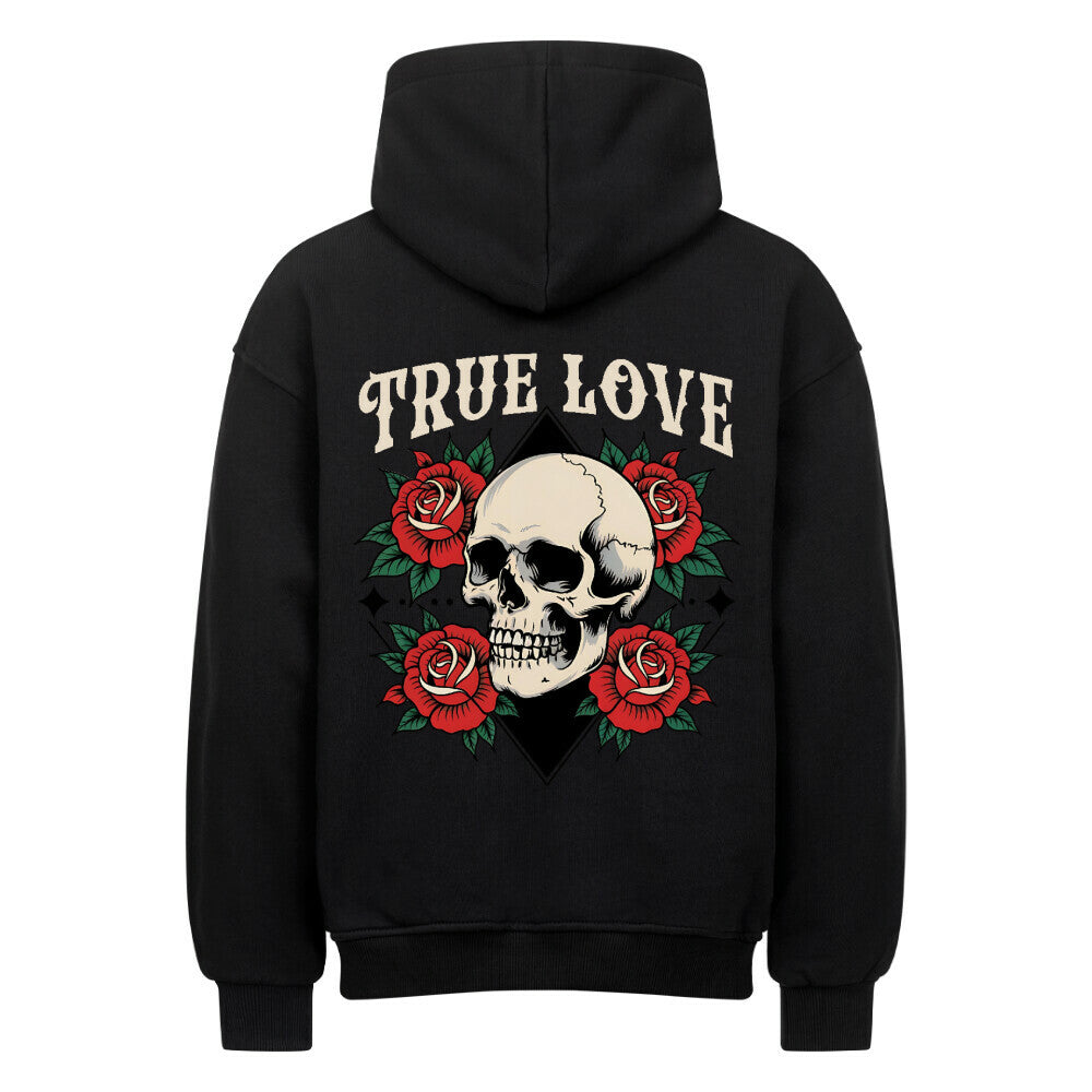 True Love - Heavy Oversized Backprint Hoodie Hoodie XS Schwarz Tattoo Fashion von inked-mafia.de. Dieses Teil gehört in jeden Kleiderschrank eines inked-rebels! Finde ideale Geschenke für Tätowierte, Tattoofans oder Tätowierer.