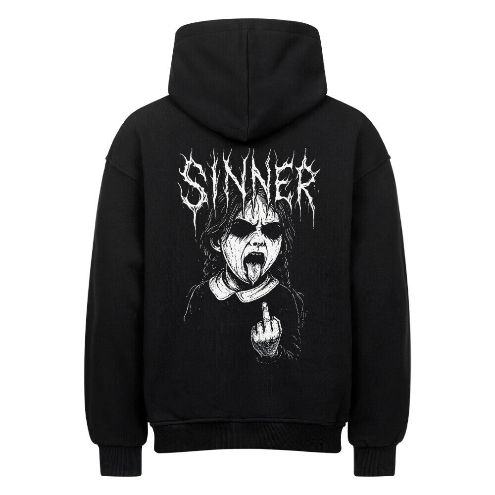 Sinner - Heavy Oversized Backprint Hoodie Hoodie XS Schwarz Tattoo Fashion von inked-mafia.de. Dieses Teil gehört in jeden Kleiderschrank eines inked-rebels! Finde ideale Geschenke für Tätowierte, Tattoofans oder Tätowierer.