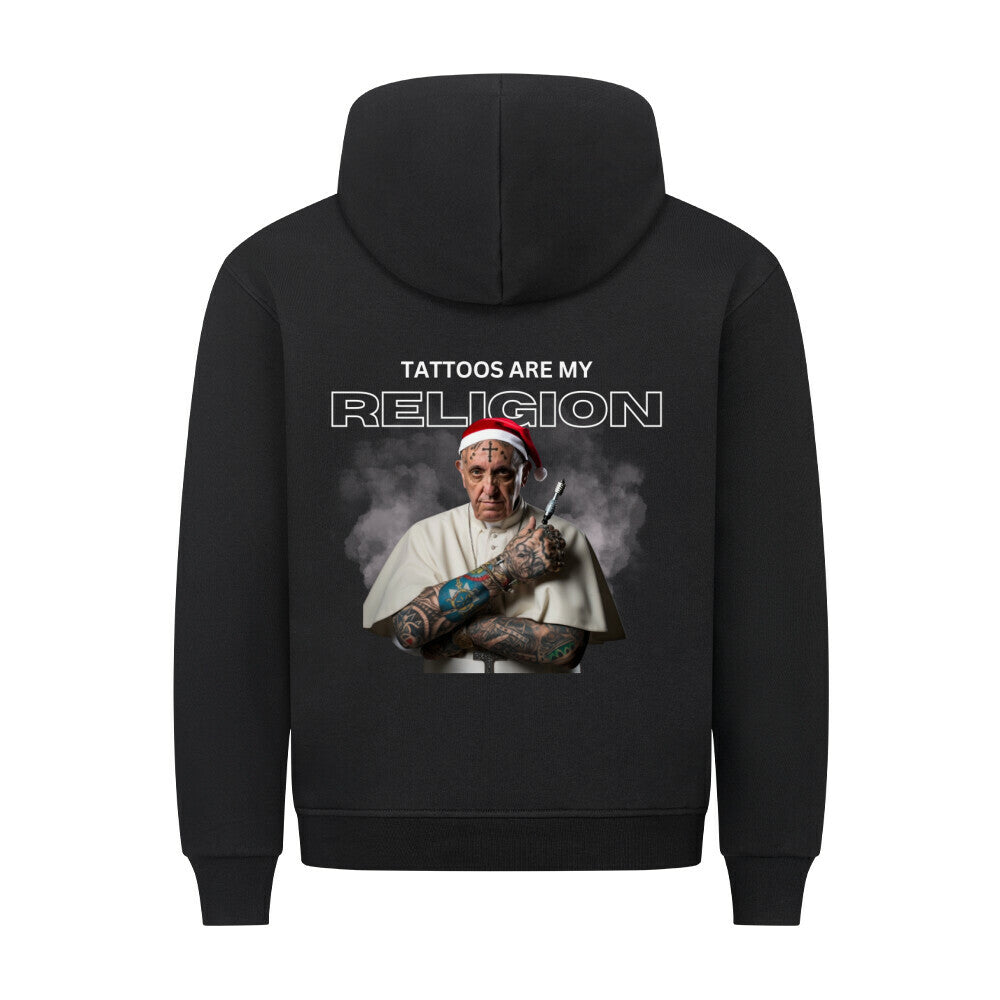 Religion - Unisex Backprint Weihnachtshoodie Hoodie S Schwarz Tattoo Fashion von inked-mafia.de. Dieses Teil gehört in jeden Kleiderschrank eines inked-rebels! Finde ideale Geschenke für Tätowierte, Tattoofans oder Tätowierer.