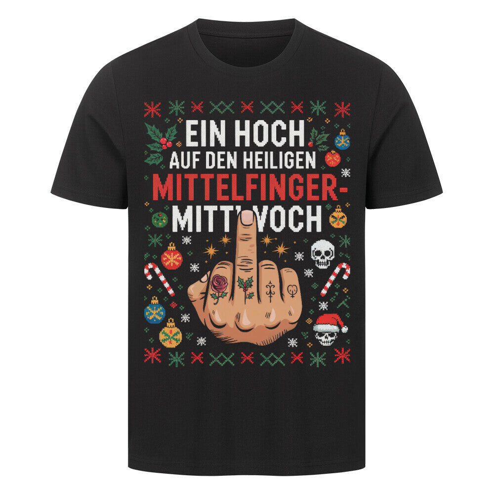 Mittelfinger-Mittwoch - Unisex Weihnachtsshirt T-Shirt S Schwarz Tattoo Fashion von inked-mafia.de. Dieses Teil gehört in jeden Kleiderschrank eines inked-rebels! Finde ideale Geschenke für Tätowierte, Tattoofans oder Tätowierer.