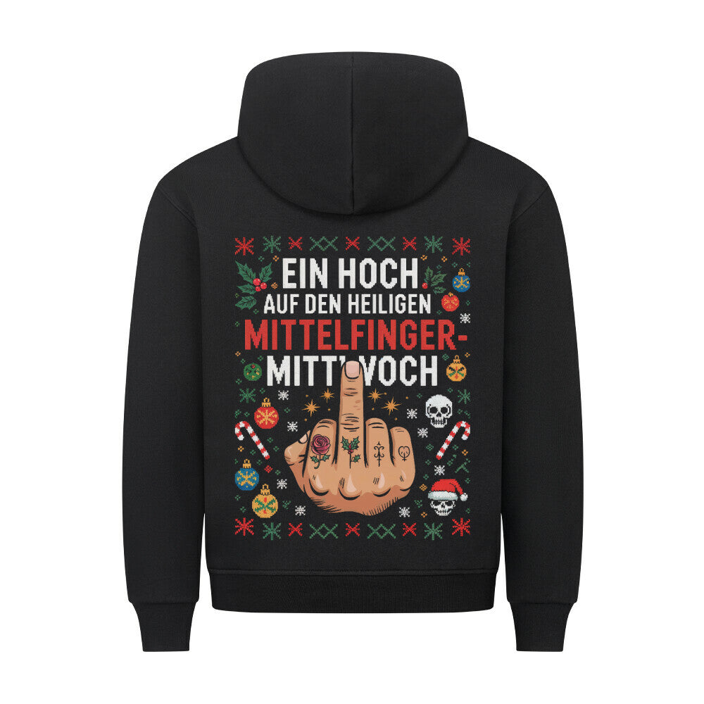 Mittelfinger-Mittwoch - Unisex Backprint Weihnachtshoodie Hoodie S Schwarz Tattoo Fashion von inked-mafia.de. Dieses Teil gehört in jeden Kleiderschrank eines inked-rebels! Finde ideale Geschenke für Tätowierte, Tattoofans oder Tätowierer.