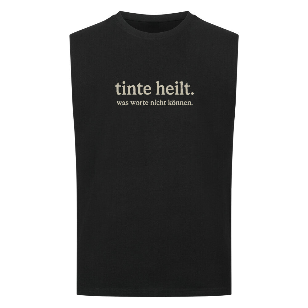 tinte heilt. - Sleeveless Oversized Shirt T-Shirt S Schwarz Tattoo Fashion von inked-mafia.de. Dieses Teil gehört in jeden Kleiderschrank eines inked-rebels! Finde ideale Geschenke für Tätowierte, Tattoofans oder Tätowierer.