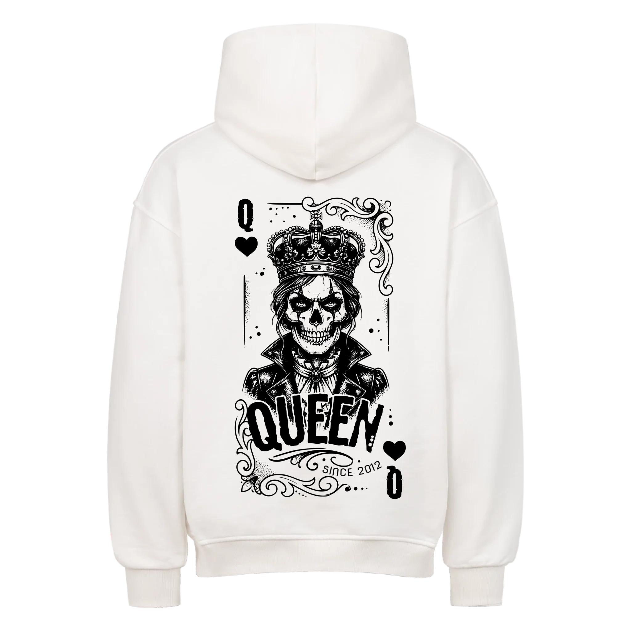 Queen - Heavy Oversized Backprint Hoodie (personalisierbar) Customizer VACANCY Oversized Hoodie Weiß XS Tattoo Fashion von inked-mafia.de. Dieses Teil gehört in jeden Kleiderschrank eines inked-rebels! Finde ideale Geschenke für Tätowierte, Tattoofans oder Tätowierer.