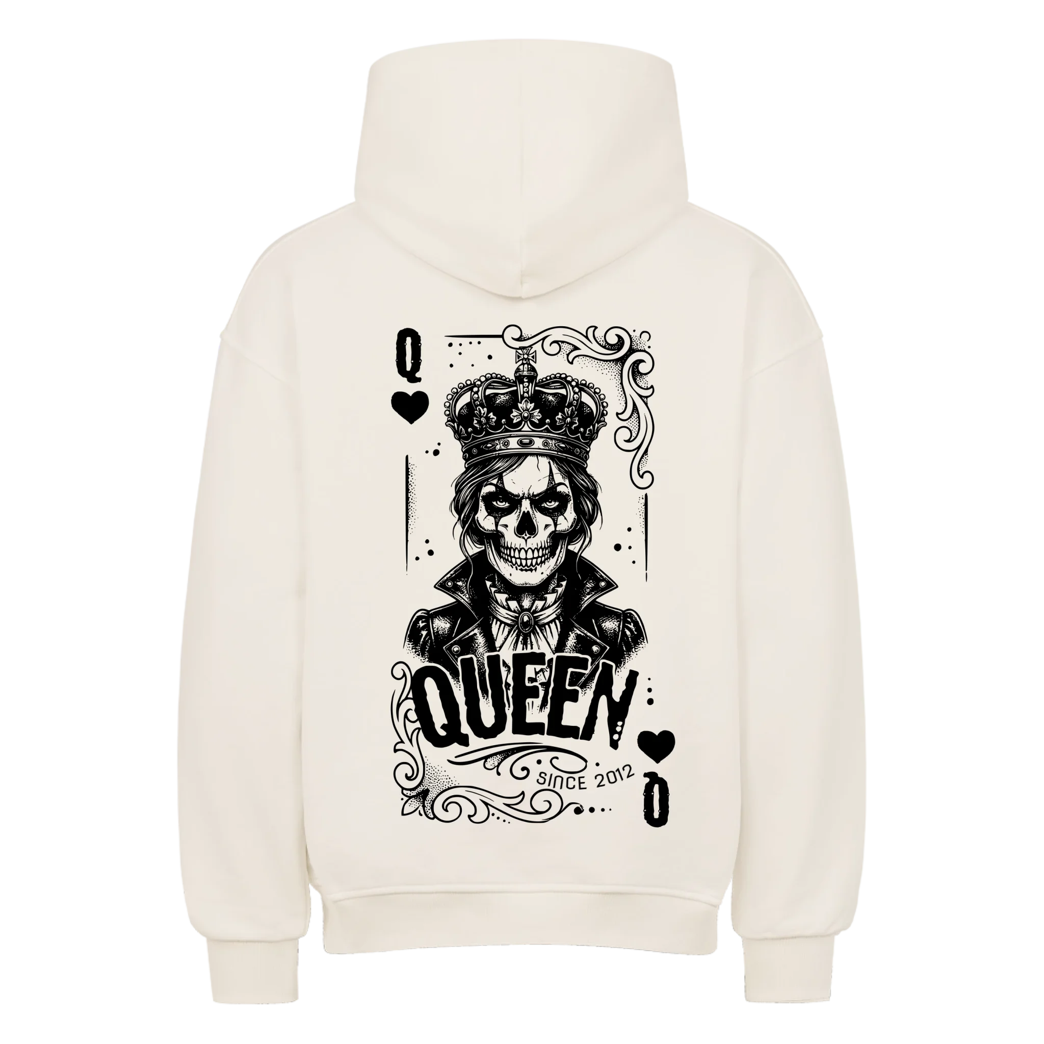 Queen - Heavy Oversized Backprint Hoodie (personalisierbar) Customizer VACANCY Oversized Hoodie Beige XS Tattoo Fashion von inked-mafia.de. Dieses Teil gehört in jeden Kleiderschrank eines inked-rebels! Finde ideale Geschenke für Tätowierte, Tattoofans oder Tätowierer.