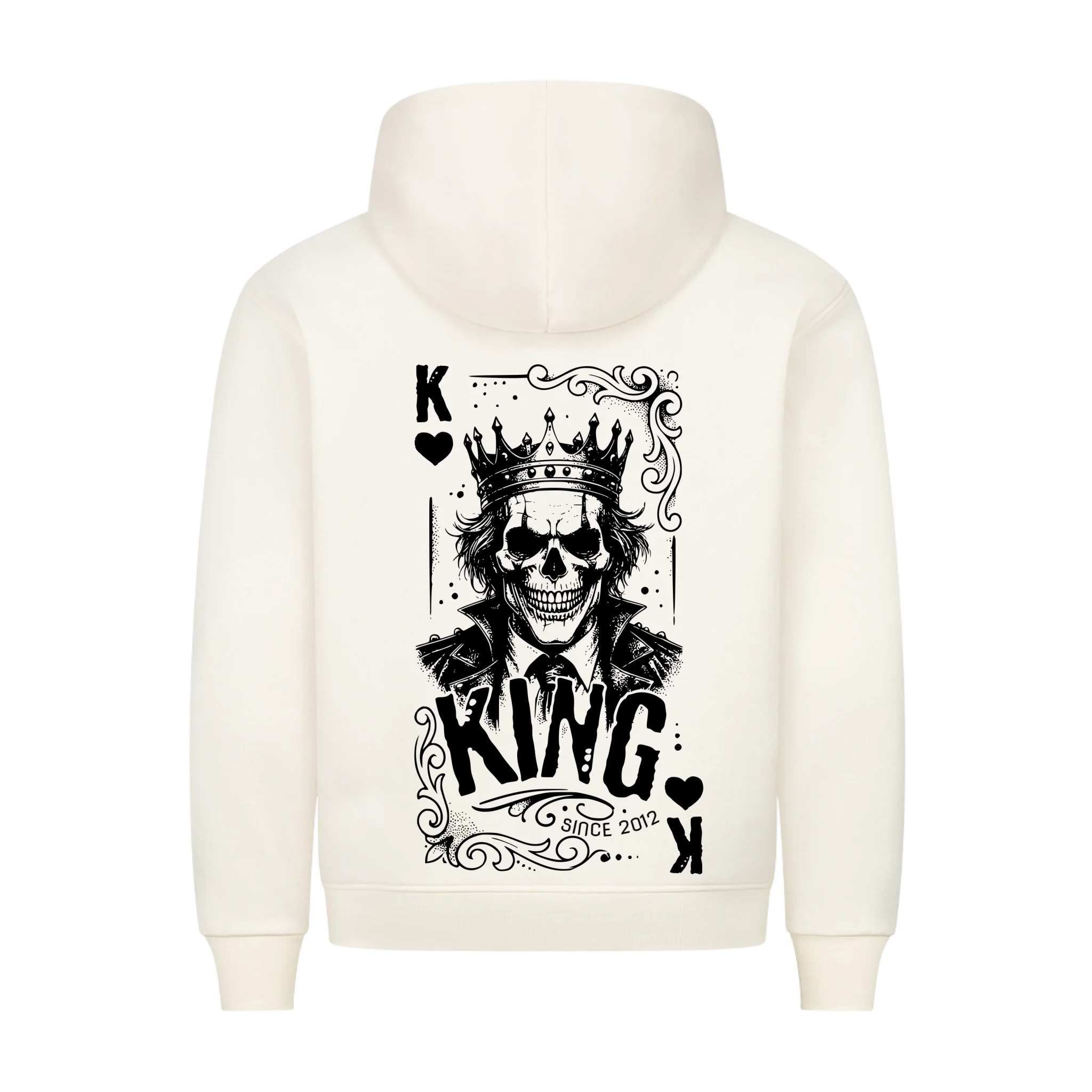King - Backprint Hoodie (personalisierbar) Customizer Hoodie Beige S Tattoo Fashion von inked-mafia.de. Dieses Teil gehört in jeden Kleiderschrank eines inked-rebels! Finde ideale Geschenke für Tätowierte, Tattoofans oder Tätowierer.
