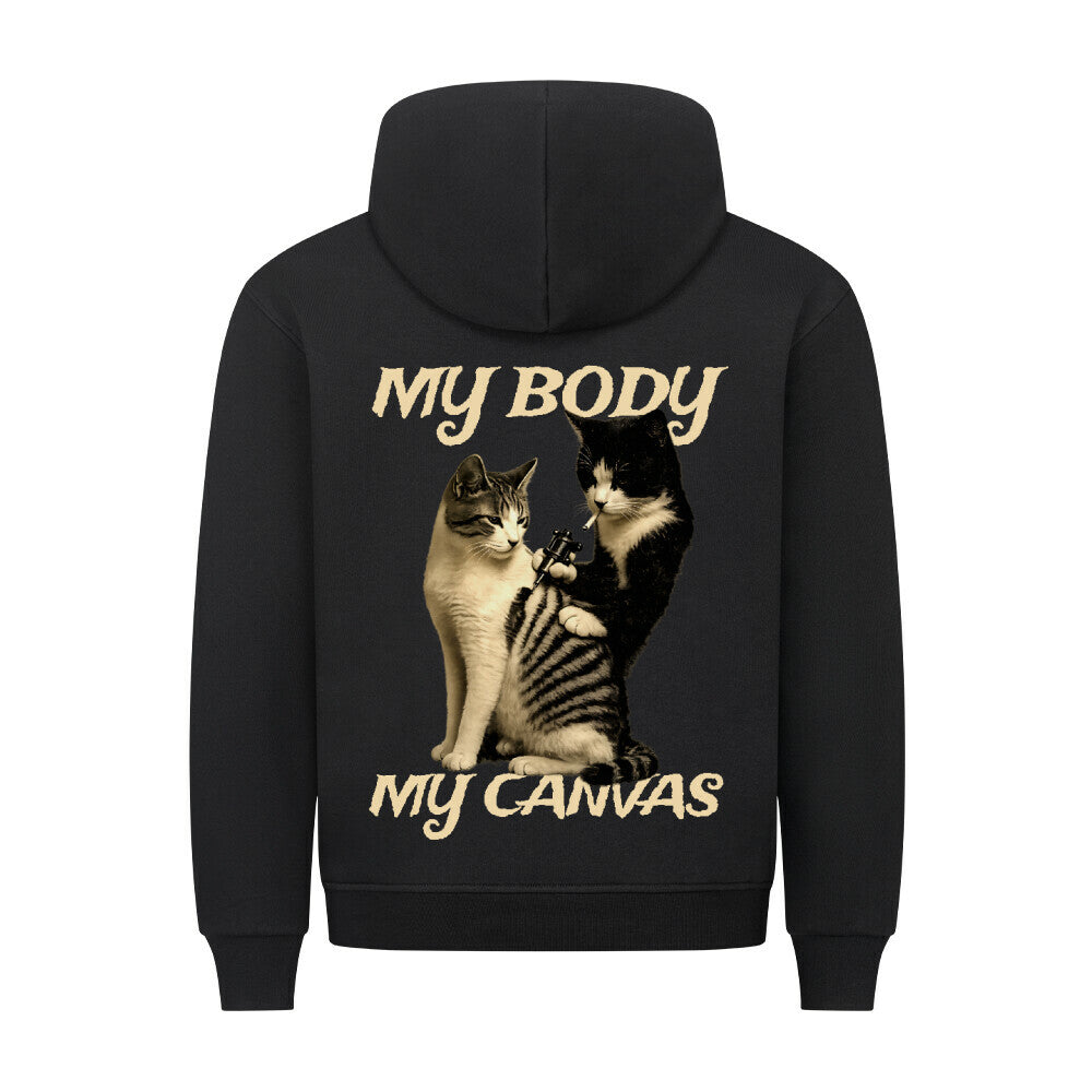 Canvas - Backprint Hoodie Hoodie S Schwarz Tattoo Fashion von inked-mafia.de. Dieses Teil gehört in jeden Kleiderschrank eines inked-rebels! Finde ideale Geschenke für Tätowierte, Tattoofans oder Tätowierer.