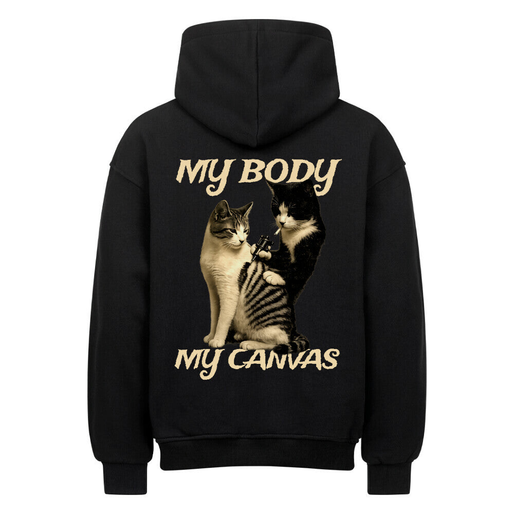 Canvas - Heavy Oversized Backprint Hoodie Hoodie XS Schwarz Tattoo Fashion von inked-mafia.de. Dieses Teil gehört in jeden Kleiderschrank eines inked-rebels! Finde ideale Geschenke für Tätowierte, Tattoofans oder Tätowierer.