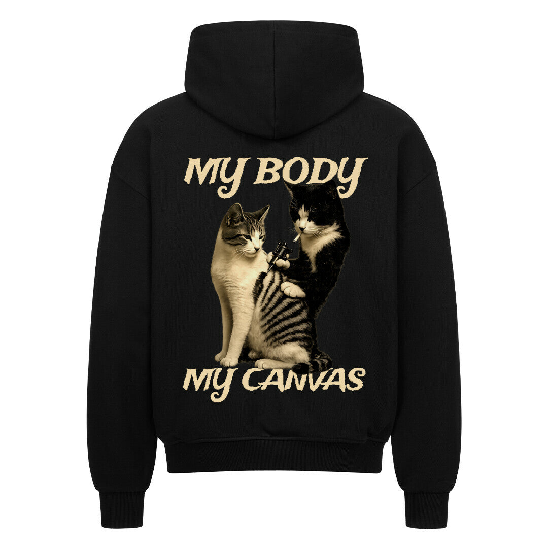 Canvas - Heavy Oversized Backprint Zipper Hoodie S Schwarz Tattoo Fashion von inked-mafia.de. Dieses Teil gehört in jeden Kleiderschrank eines inked-rebels! Finde ideale Geschenke für Tätowierte, Tattoofans oder Tätowierer.