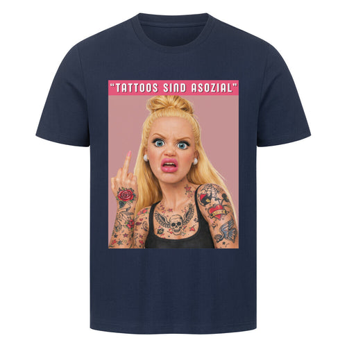 Asozial - Premium Shirt T-Shirt S Navy Blue Tattoo Fashion von inked-mafia.de. Dieses Teil gehört in jeden Kleiderschrank eines inked-rebels! Finde ideale Geschenke für Tätowierte, Tattoofans oder Tätowierer.