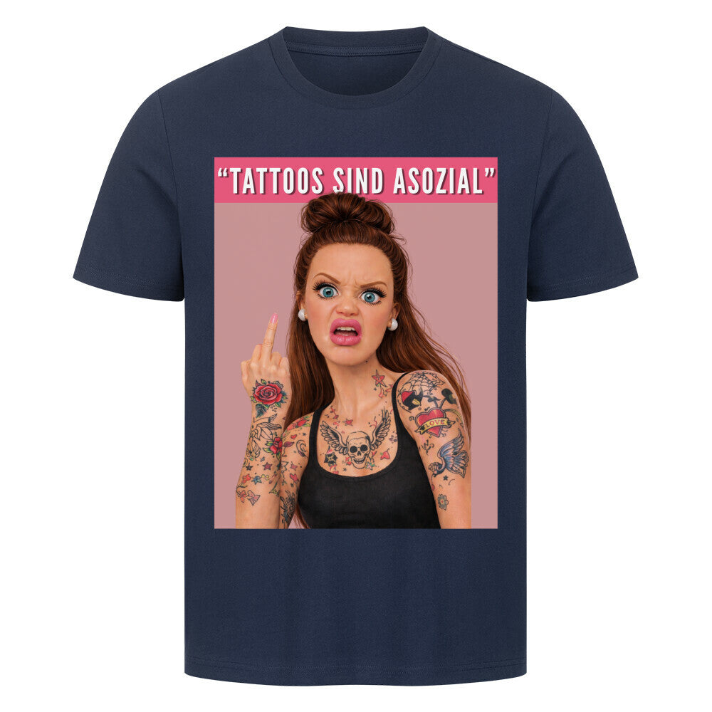 Asozial - Premium Shirt T-Shirt S Navy Blue Tattoo Fashion von inked-mafia.de. Dieses Teil gehört in jeden Kleiderschrank eines inked-rebels! Finde ideale Geschenke für Tätowierte, Tattoofans oder Tätowierer.