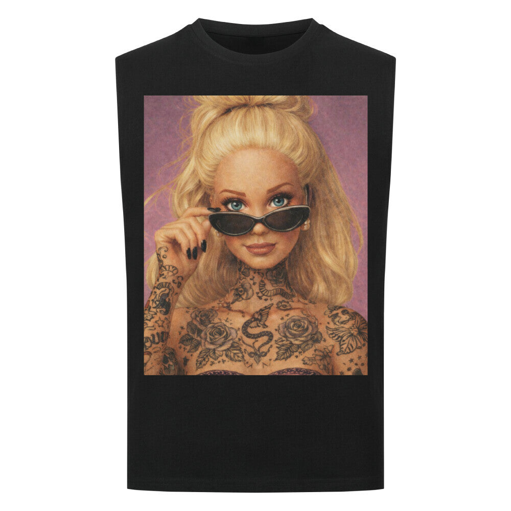 Barbie Girl - Sleeveless Oversized Shirt T-Shirt S Schwarz Tattoo Fashion von inked-mafia.de. Dieses Teil gehört in jeden Kleiderschrank eines inked-rebels! Finde ideale Geschenke für Tätowierte, Tattoofans oder Tätowierer.